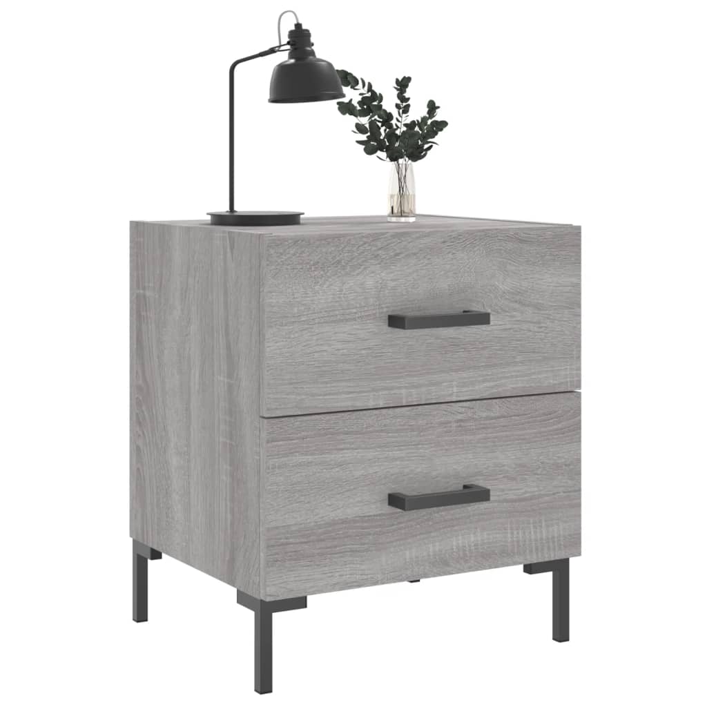 vidaXL Mesitas noche 2 uds madera ingeniería gris Sonoma 40x35x47,5 cm