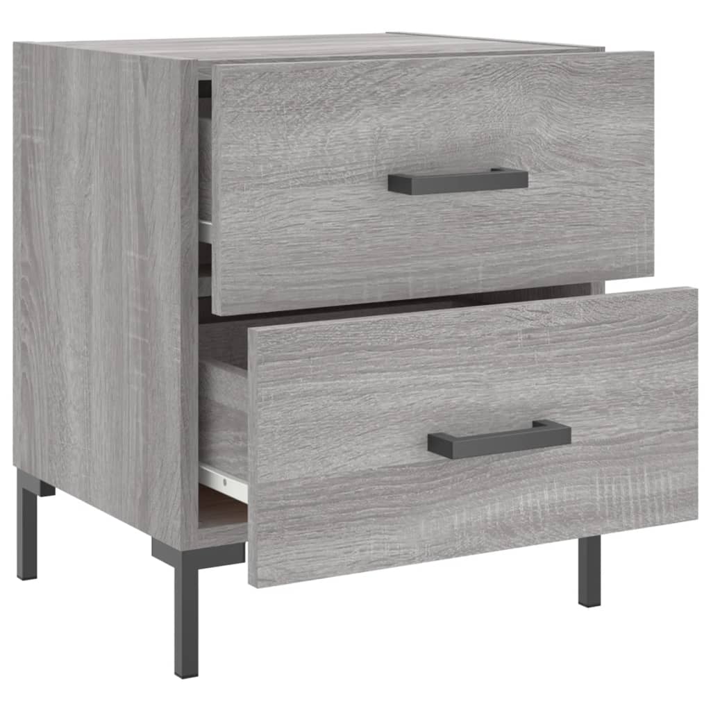 vidaXL Mesitas noche 2 uds madera ingeniería gris Sonoma 40x35x47,5 cm