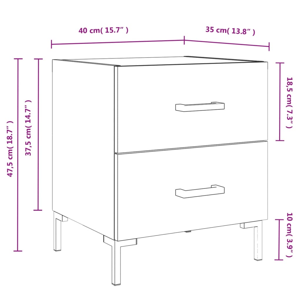 vidaXL Mesita de noche madera de ingeniería roble marrón 40x35x47,5 cm