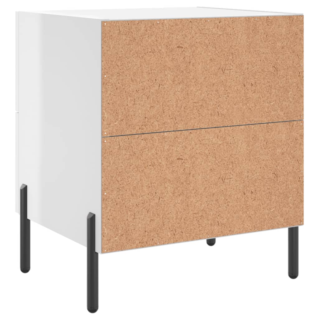 vidaXL Mesita noche 2 uds madera ingeniería blanco brillo 40x35x47,5cm