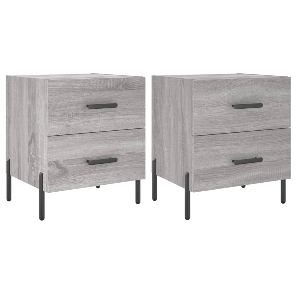 vidaXL Mesitas noche 2 uds madera ingeniería gris Sonoma 40x35x47,5 cm