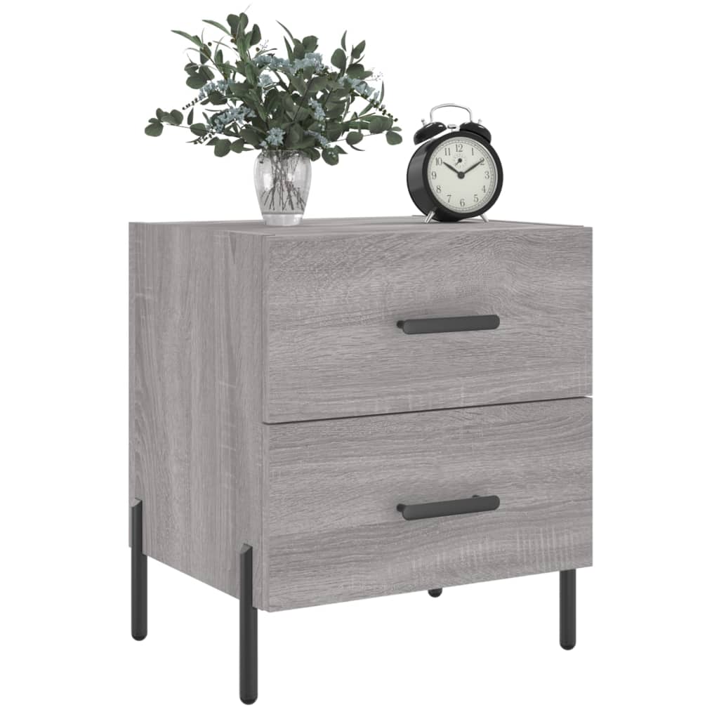 vidaXL Mesitas noche 2 uds madera ingeniería gris Sonoma 40x35x47,5 cm