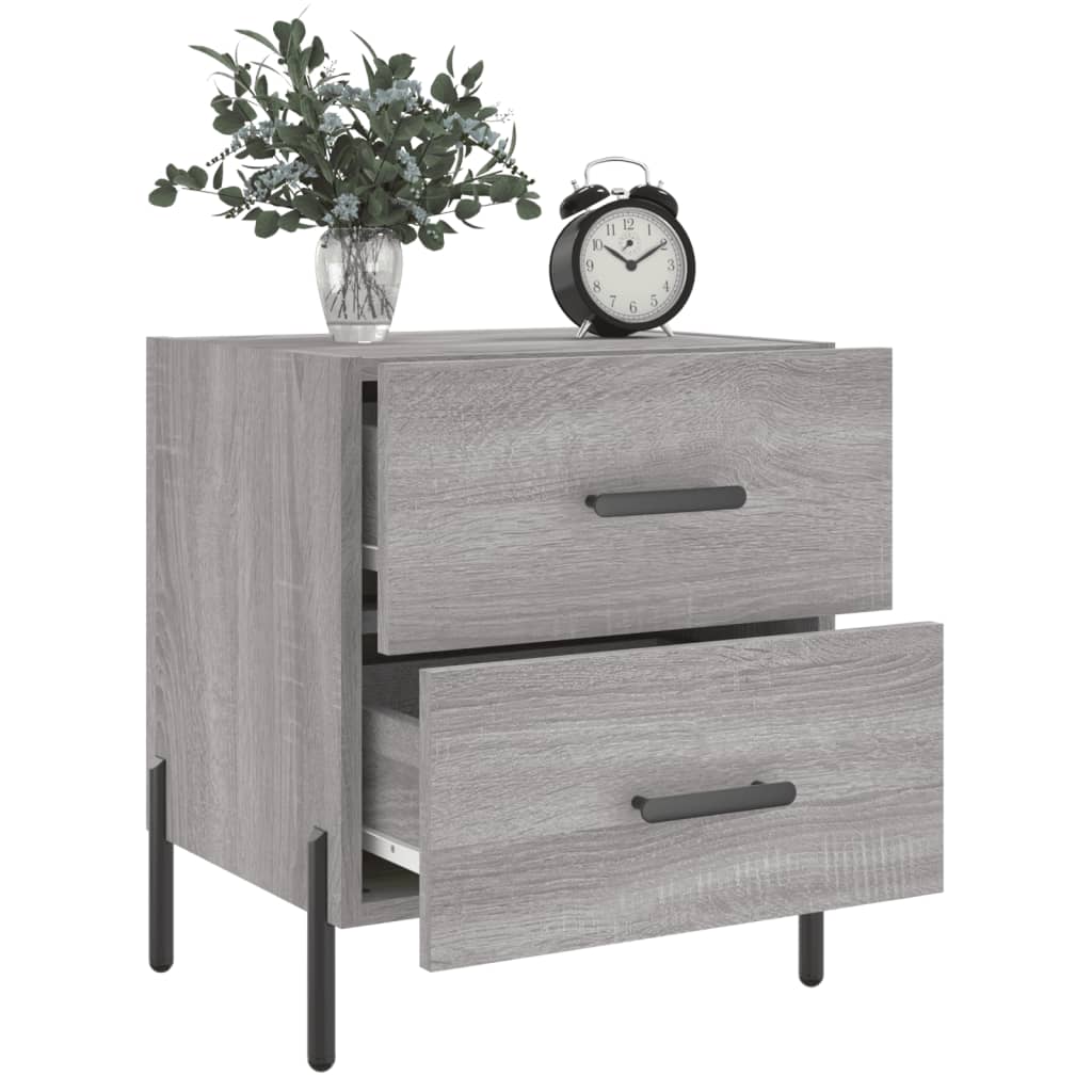 vidaXL Mesitas noche 2 uds madera ingeniería gris Sonoma 40x35x47,5 cm