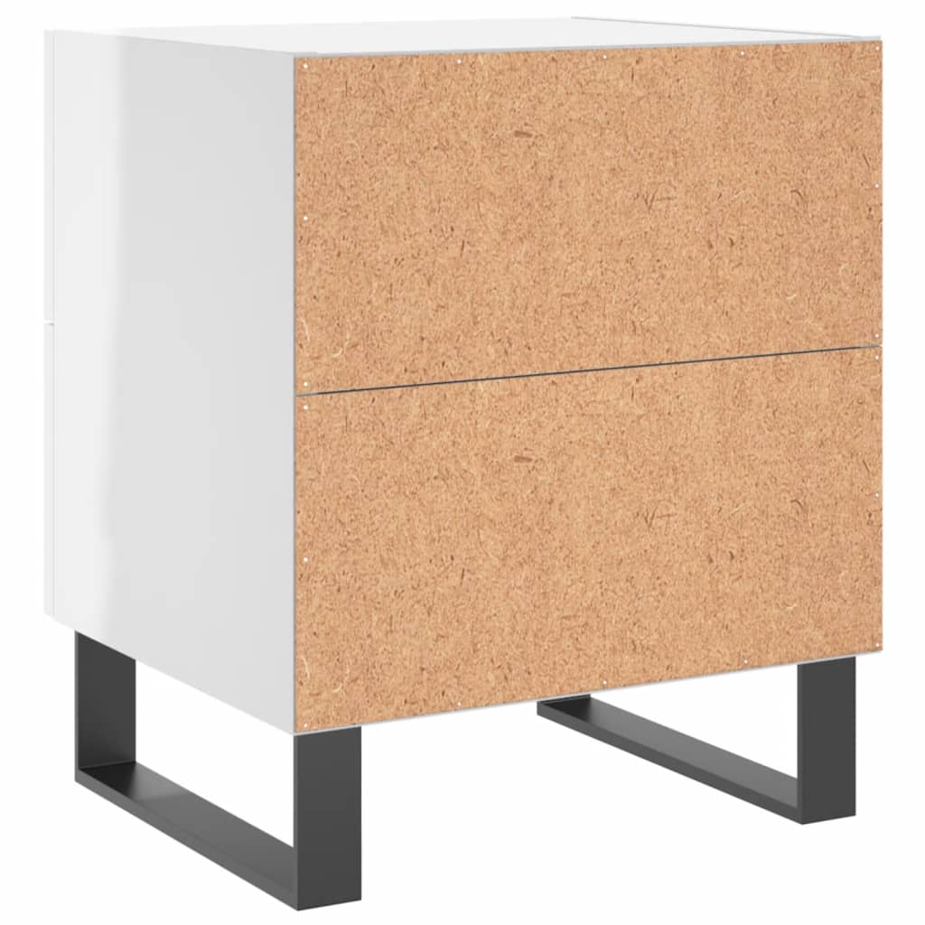 vidaXL Mesita noche 2 uds madera ingeniería blanco brillo 40x35x47,5cm