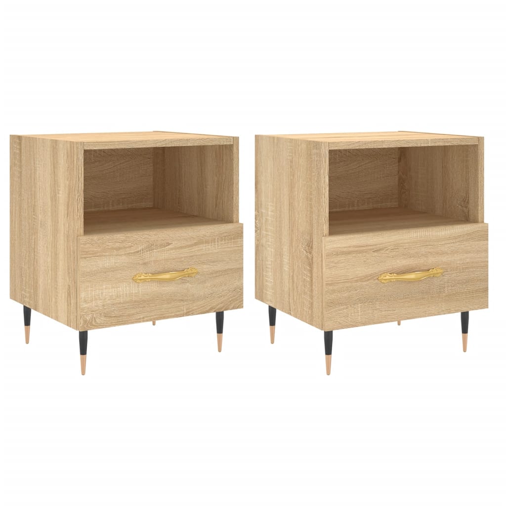 vidaXL Mesita noche 2 uds madera ingeniería roble Sonoma 40x35x47,5 cm