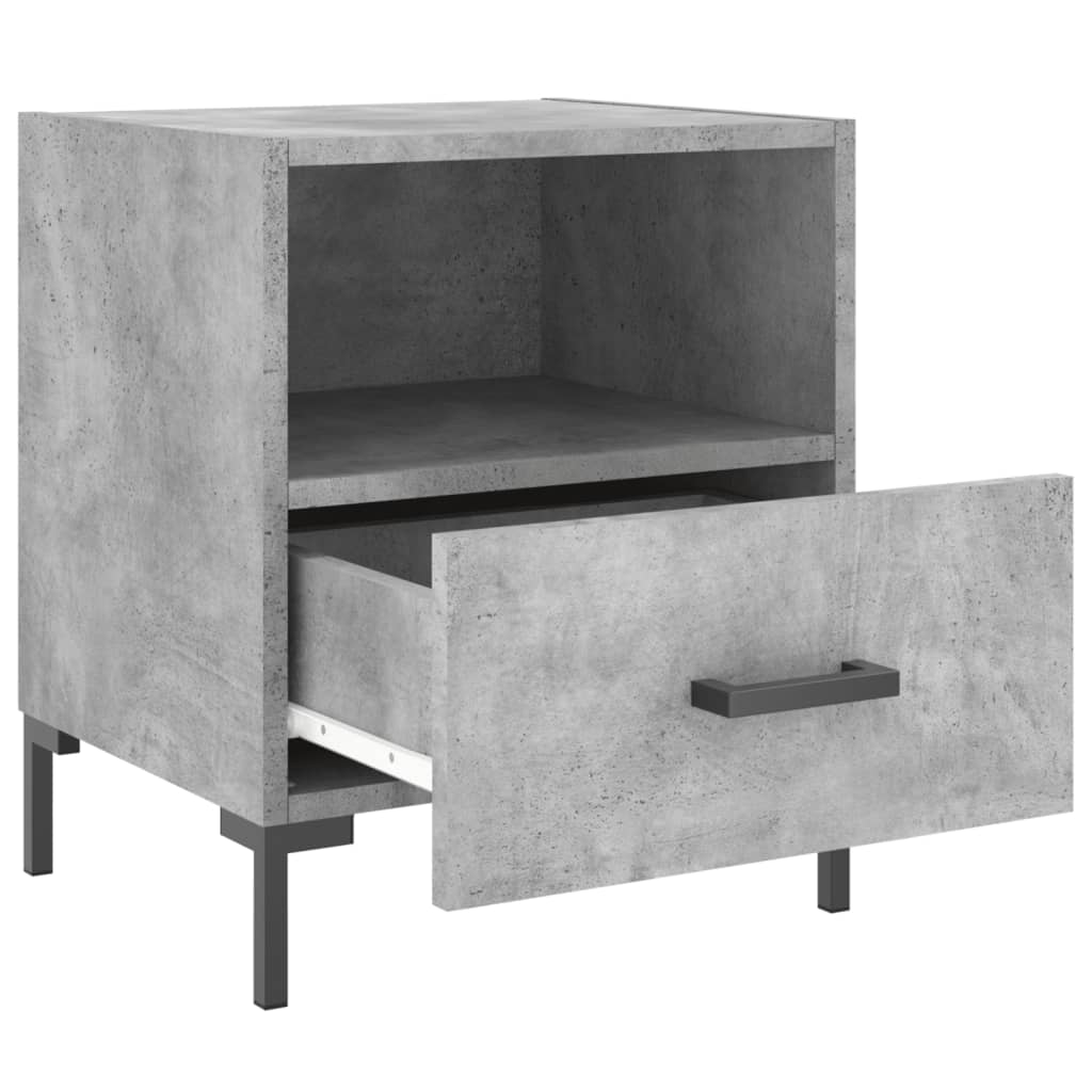 vidaXL Mesita noche 2 uds madera ingeniería gris hormigón 40x35x47,5cm