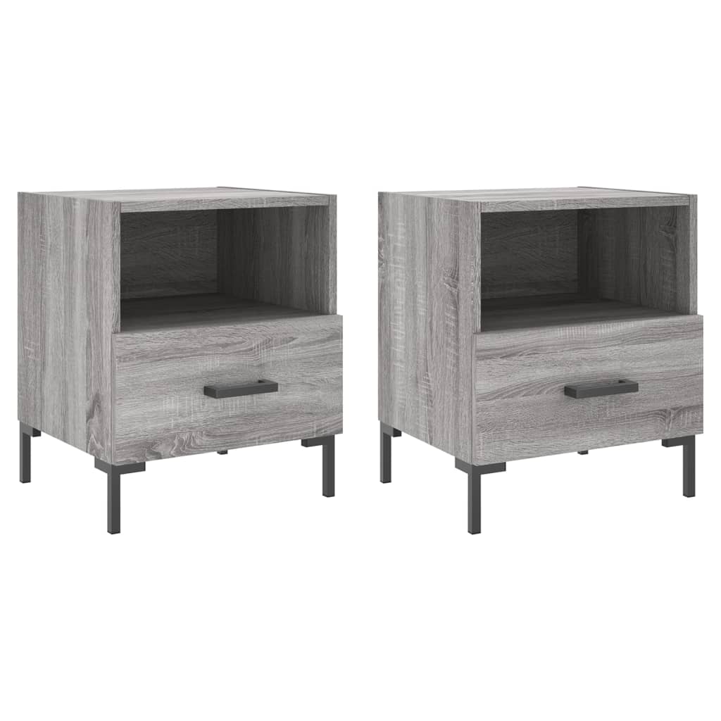 vidaXL Mesitas noche 2 uds madera ingeniería gris Sonoma 40x35x47,5 cm