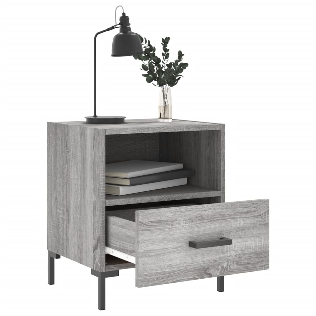 vidaXL Mesitas noche 2 uds madera ingeniería gris Sonoma 40x35x47,5 cm