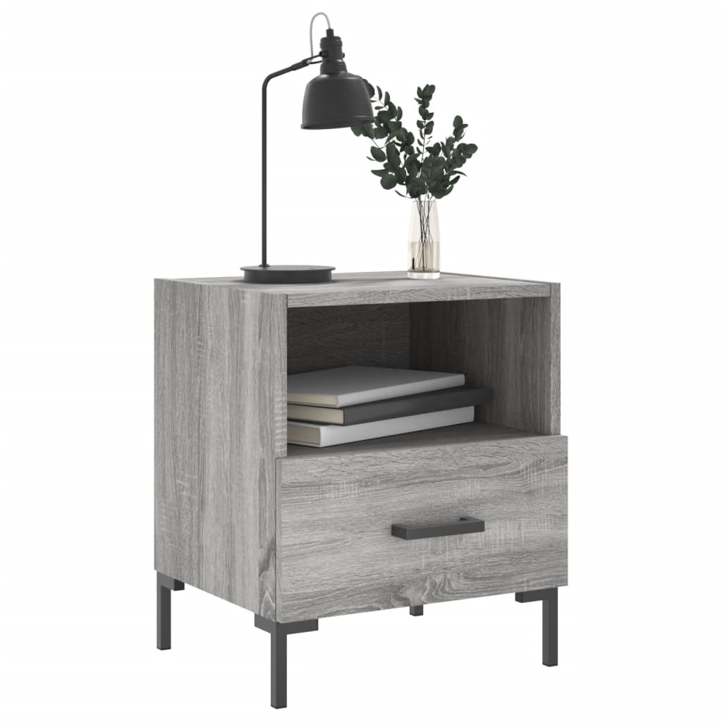 vidaXL Mesitas noche 2 uds madera ingeniería gris Sonoma 40x35x47,5 cm