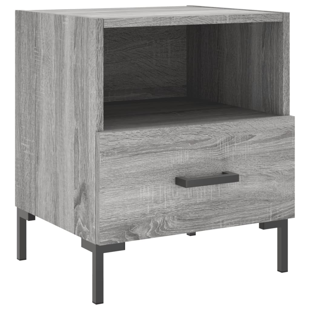 vidaXL Mesitas noche 2 uds madera ingeniería gris Sonoma 40x35x47,5 cm