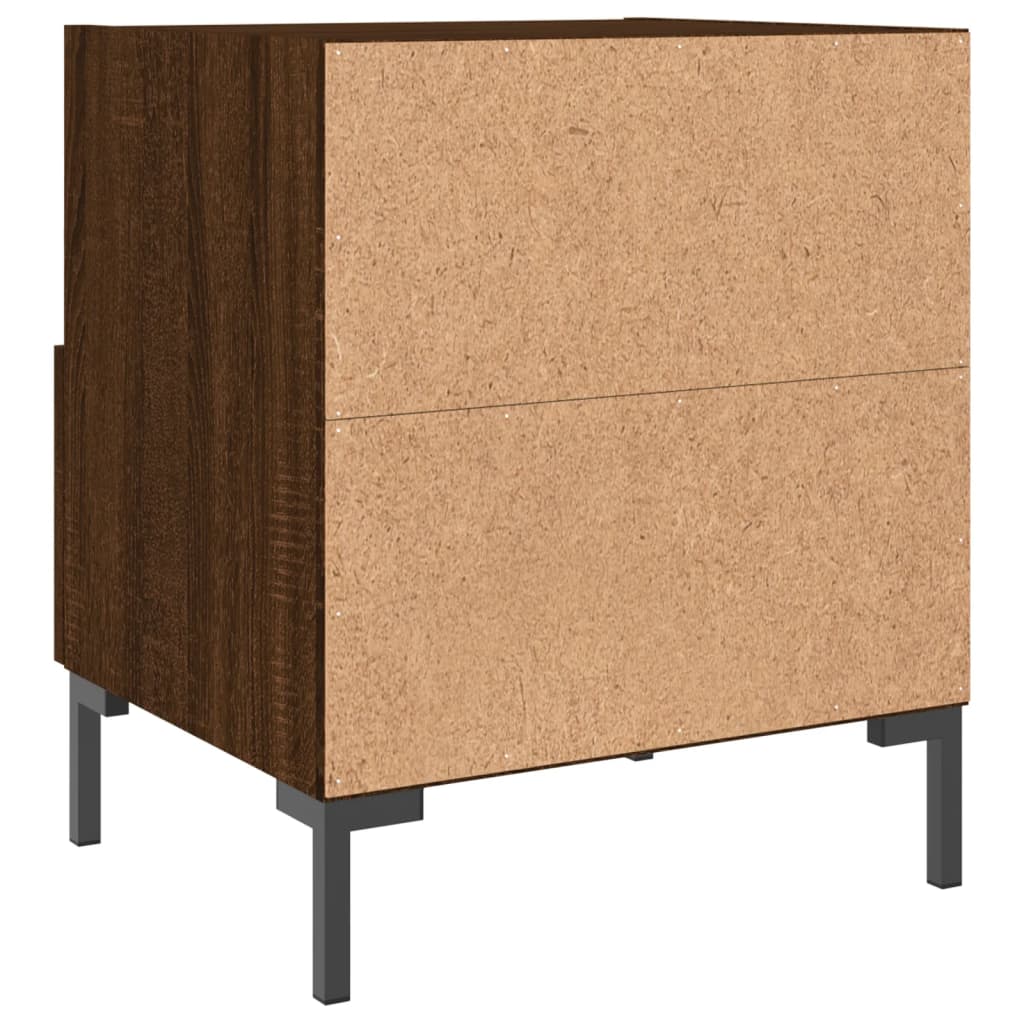 vidaXL Mesita noche 2 uds madera ingeniería marrón roble 40x35x47,5 cm