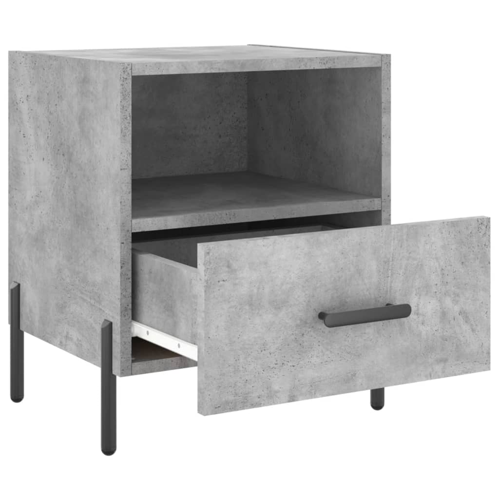 vidaXL Mesita noche 2 uds madera ingeniería gris hormigón 40x35x47,5cm