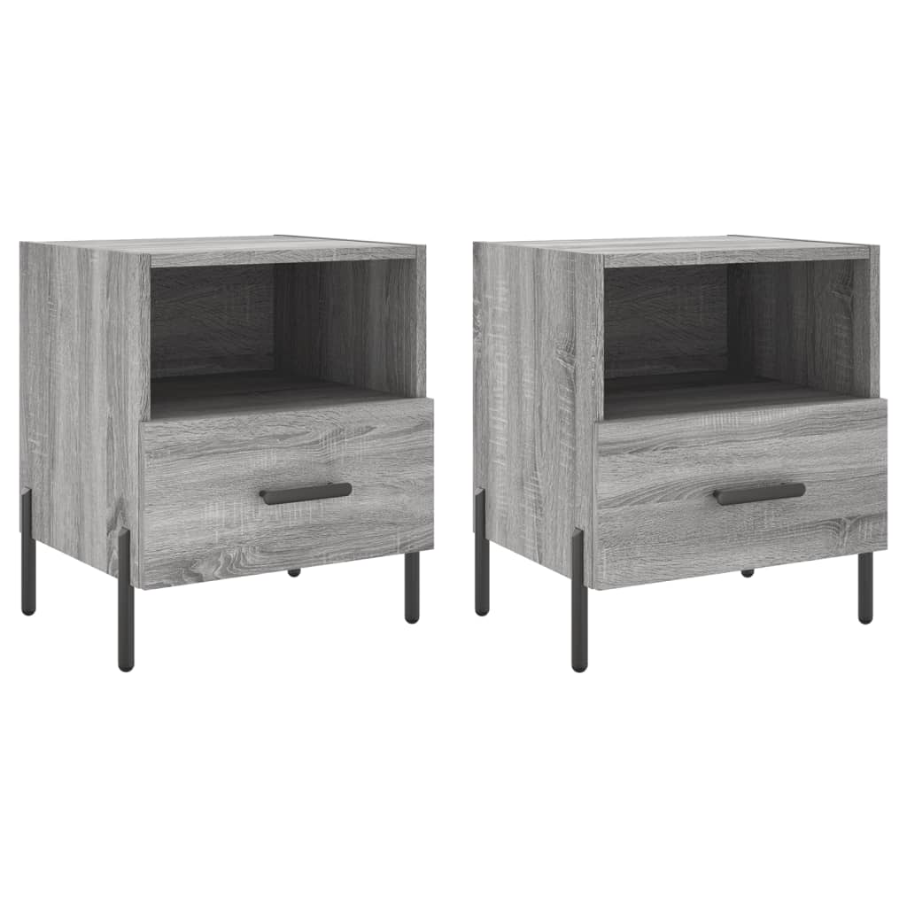 vidaXL Mesitas noche 2 uds madera ingeniería gris Sonoma 40x35x47,5 cm