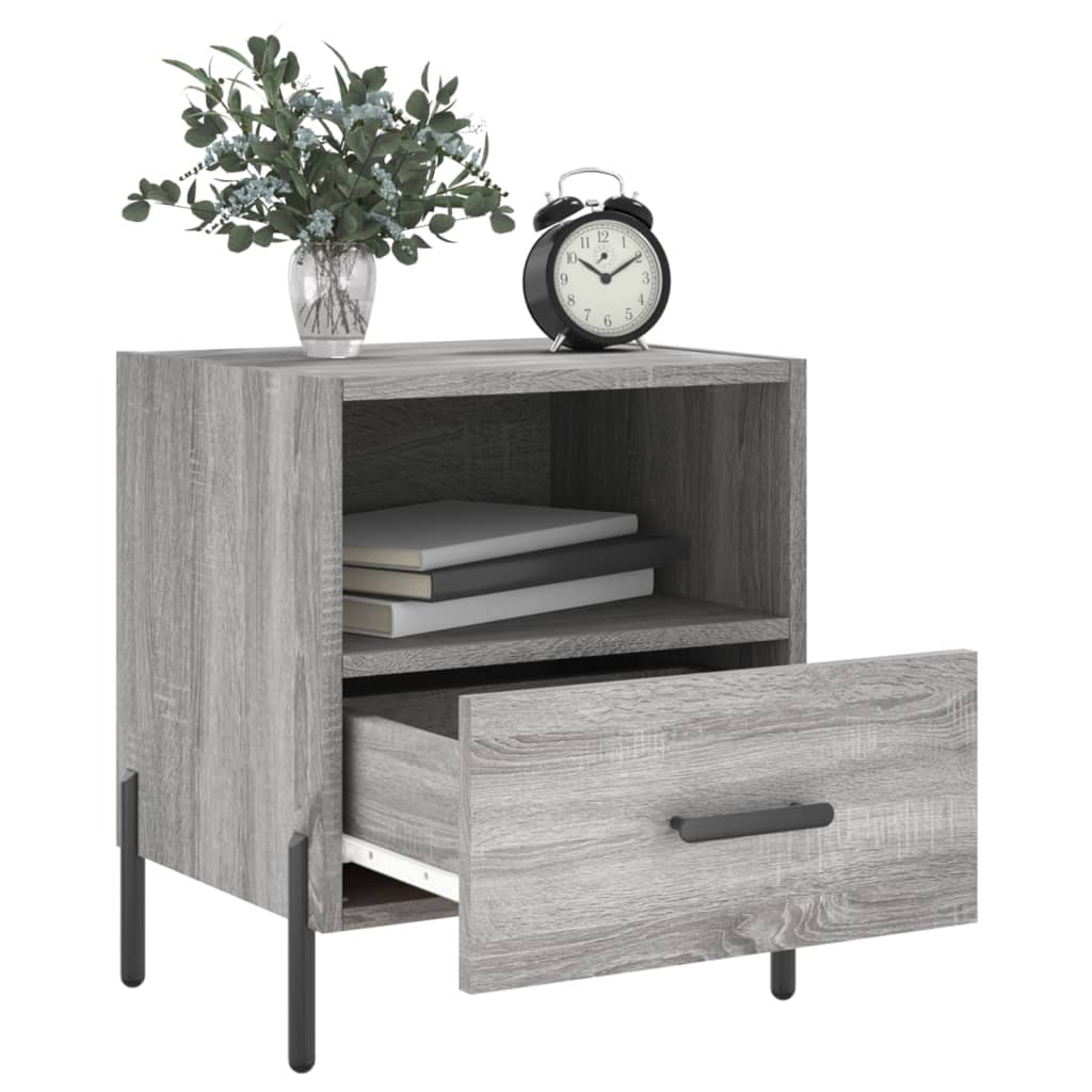 vidaXL Mesitas noche 2 uds madera ingeniería gris Sonoma 40x35x47,5 cm