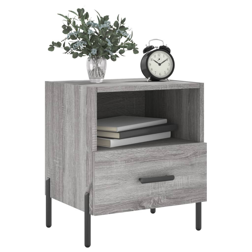 vidaXL Mesitas noche 2 uds madera ingeniería gris Sonoma 40x35x47,5 cm