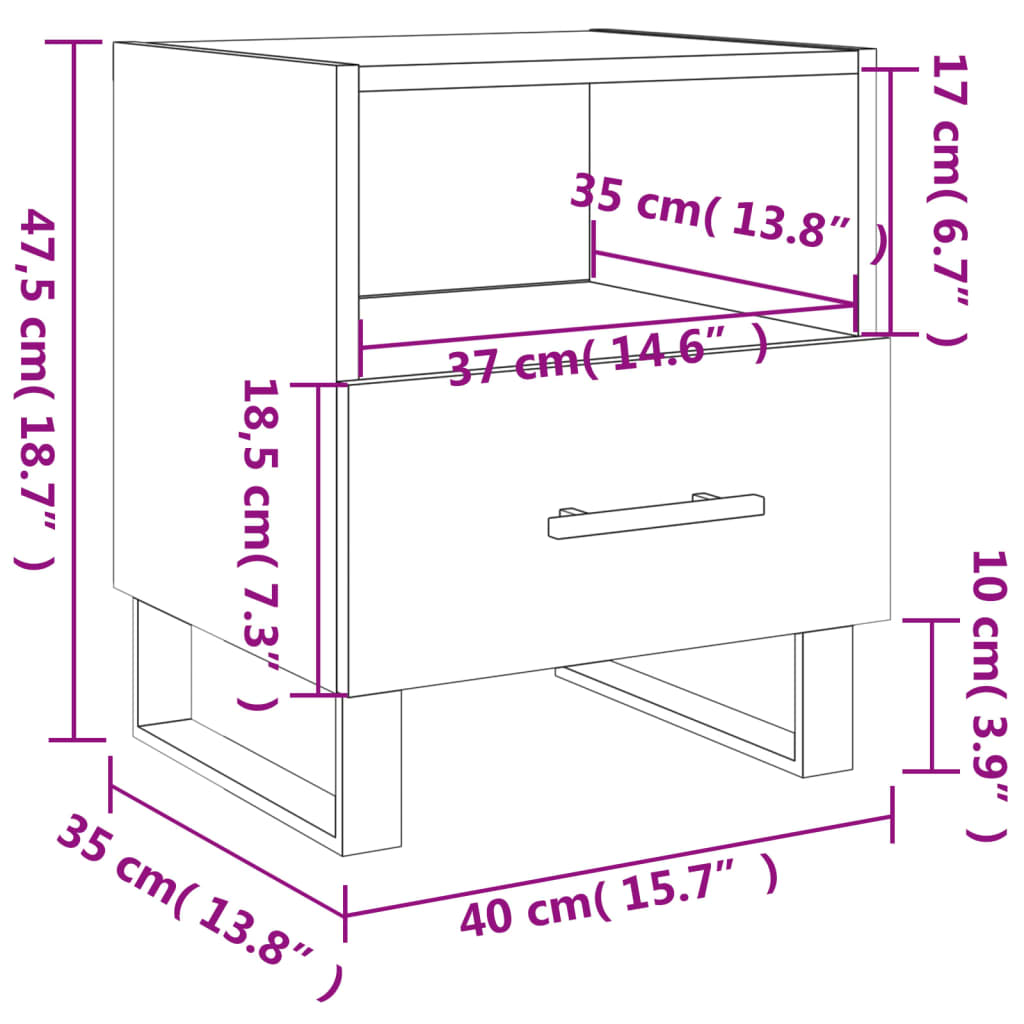 vidaXL Mesita de noche madera ingeniería roble ahumado 40x35x47,5 cm