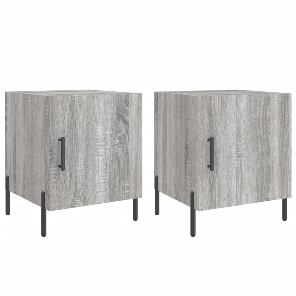 vidaXL Mesitas noche 2 uds madera ingeniería gris Sonoma 40x40x50 cm