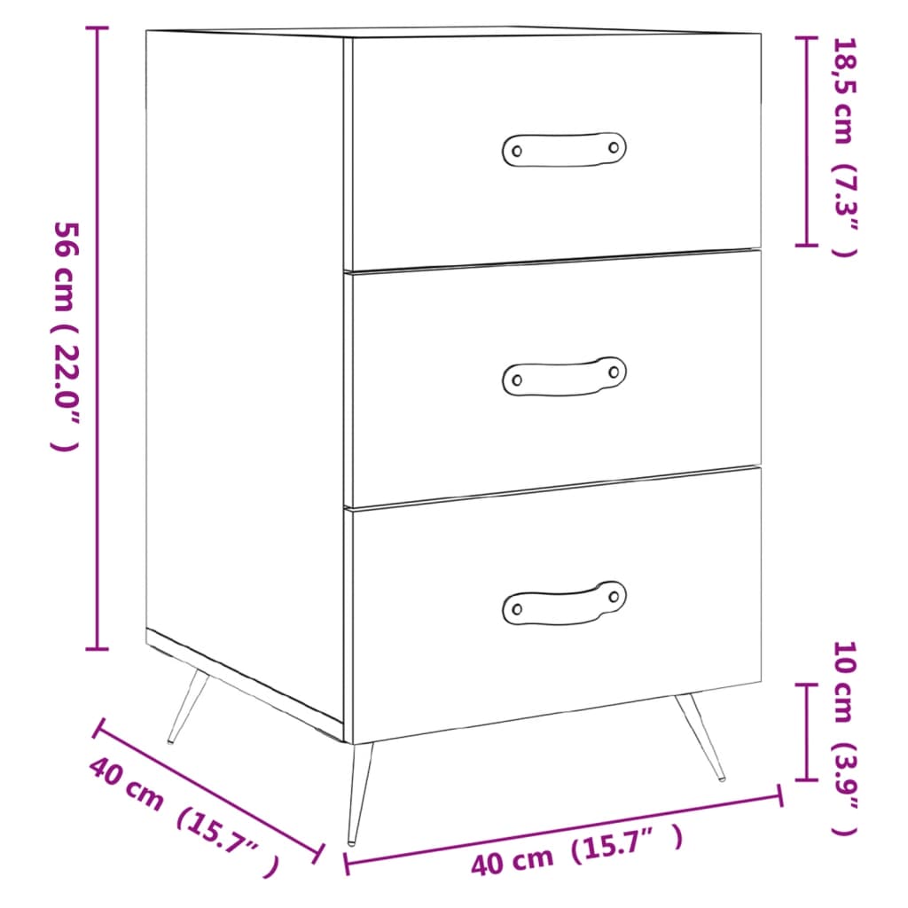 vidaXL Mesita de noche madera de ingeniería gris hormigón 40x40x66 cm