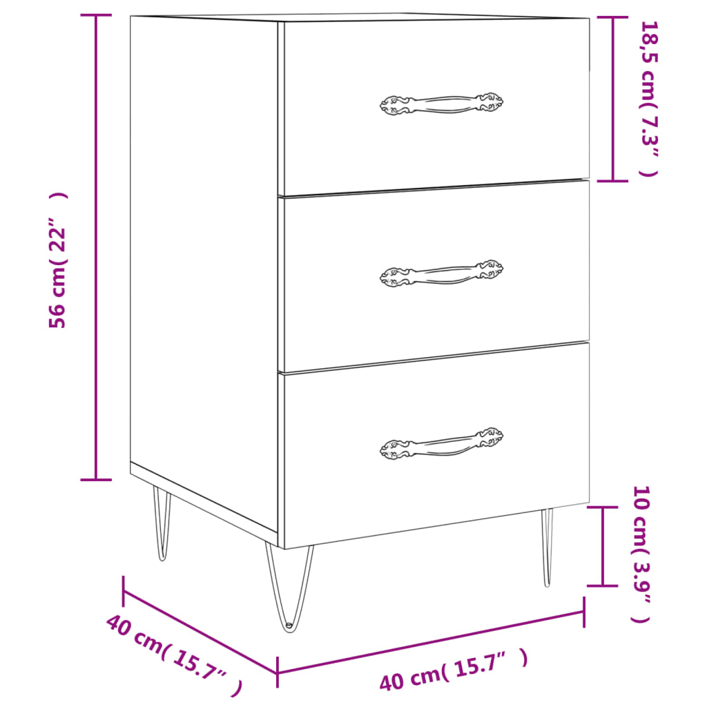 vidaXL Mesita de noche madera de ingeniería marrón roble 40x40x66 cm