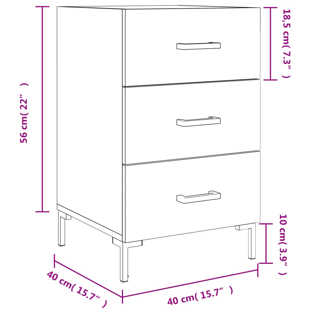 vidaXL Mesita de noche madera de ingeniería roble ahumado 40x40x66 cm