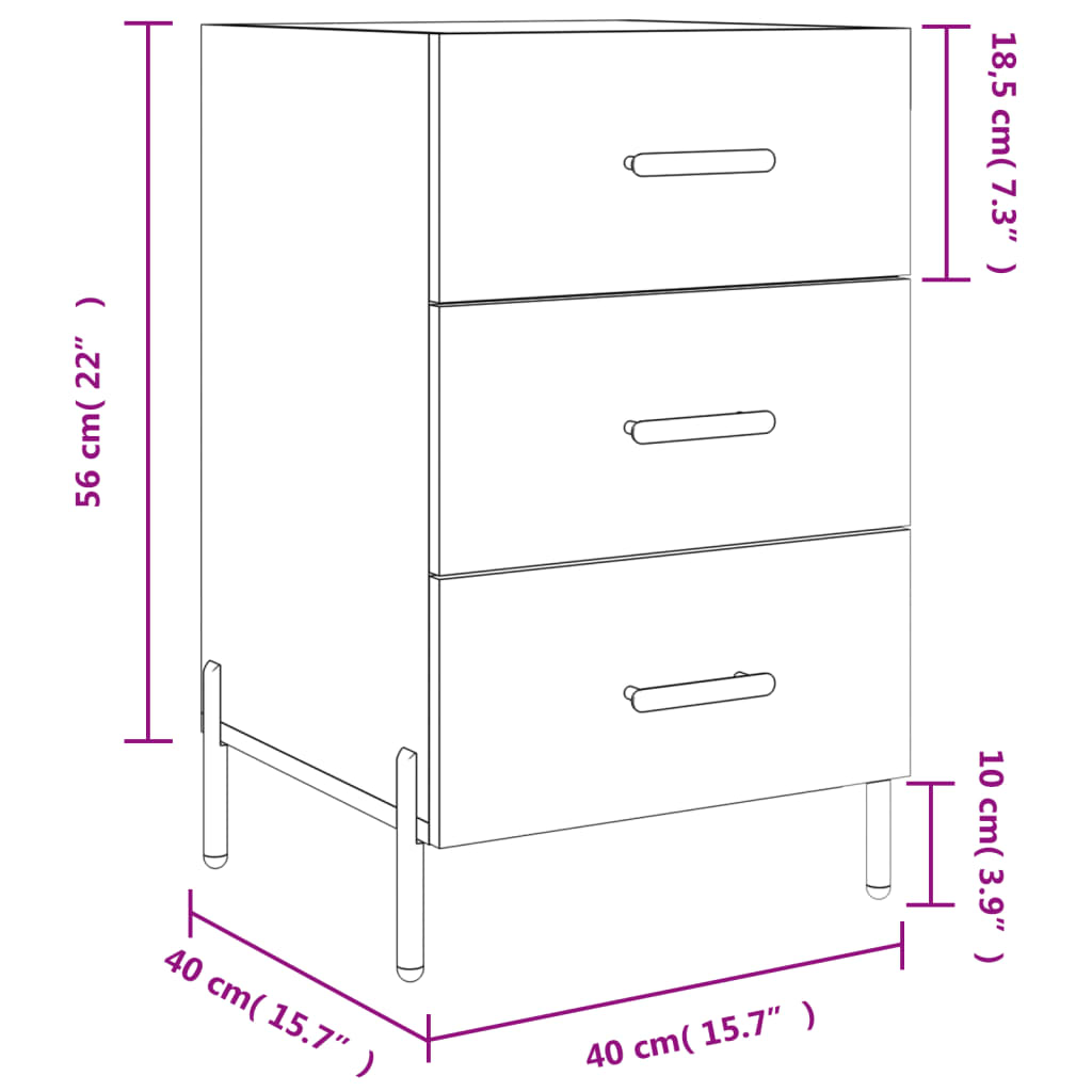 vidaXL Mesita de noche madera de ingeniería gris hormigón 40x40x66 cm