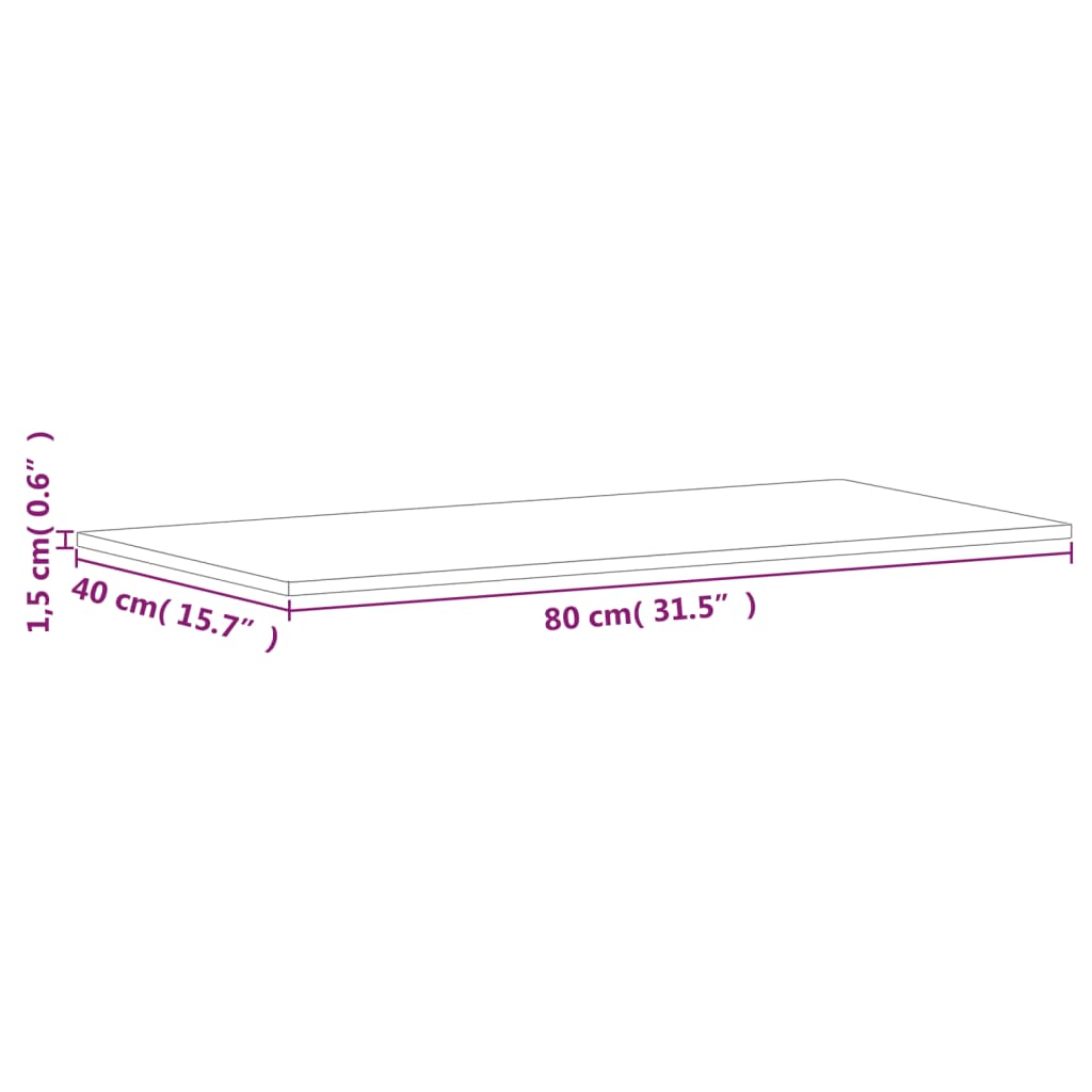 vidaXL Tablero rectangular de madera maciza de haya 80x40x1,5 cm