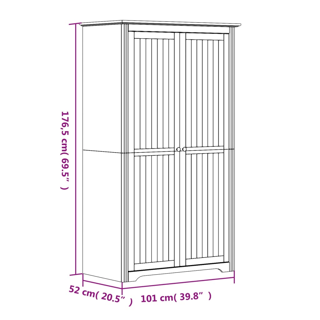 vidaXL Armario BODO madera maciza de pino gris 99x53,5x173 cm