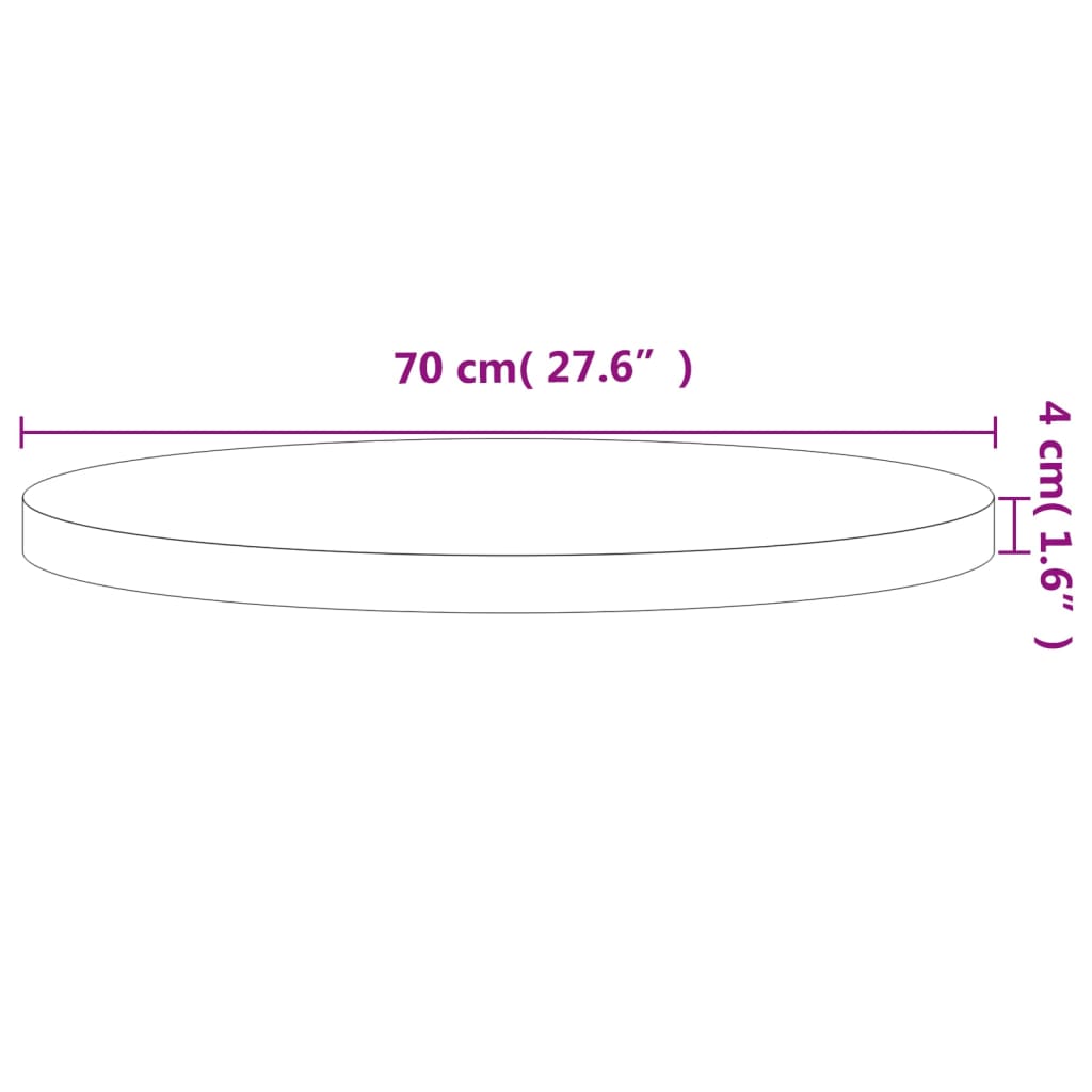 vidaXL Tablero redondo de madera maciza de haya Ø70x4 cm