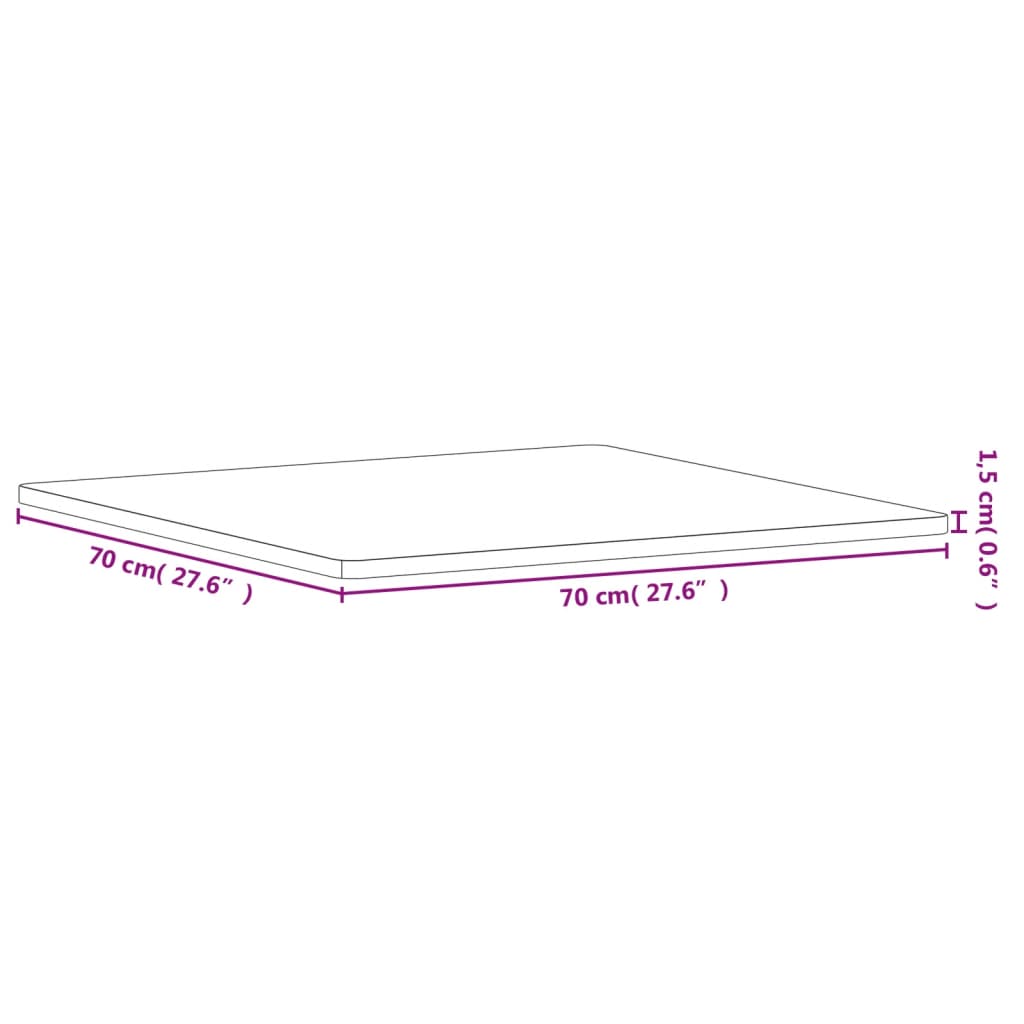 vidaXL Tablero de mesa cuadrado de madera maciza de haya 70x70x1,5 cm