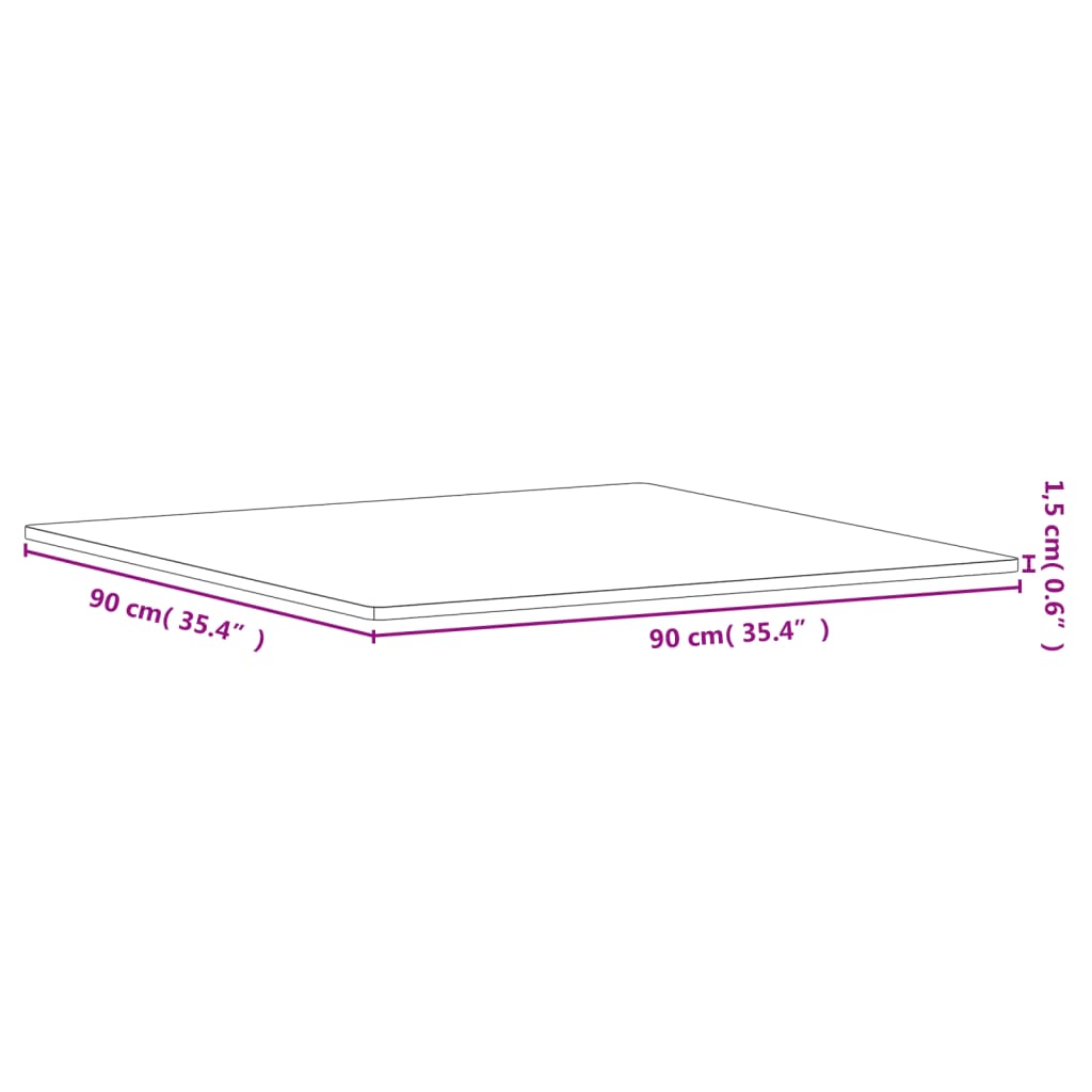 vidaXL Tablero de mesa cuadrado de madera maciza de haya 90x90x1,5 cm