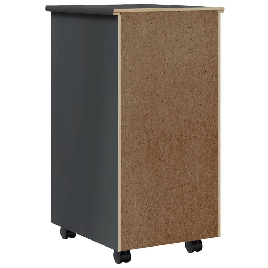 vidaXL Cajonera con ruedas MOSS madera maciza de pino gris