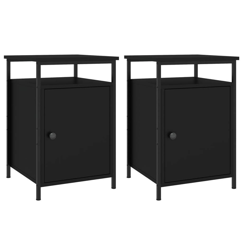 vidaXL Mesitas de noche 2 uds madera contrachapada negro 40x42x60 cm