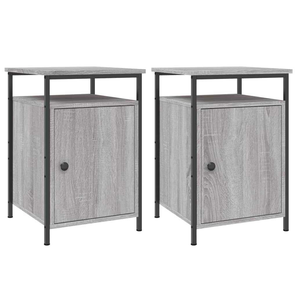 vidaXL Mesitas de noche 2 uds madera contrachapada gris 40x42x60 cm