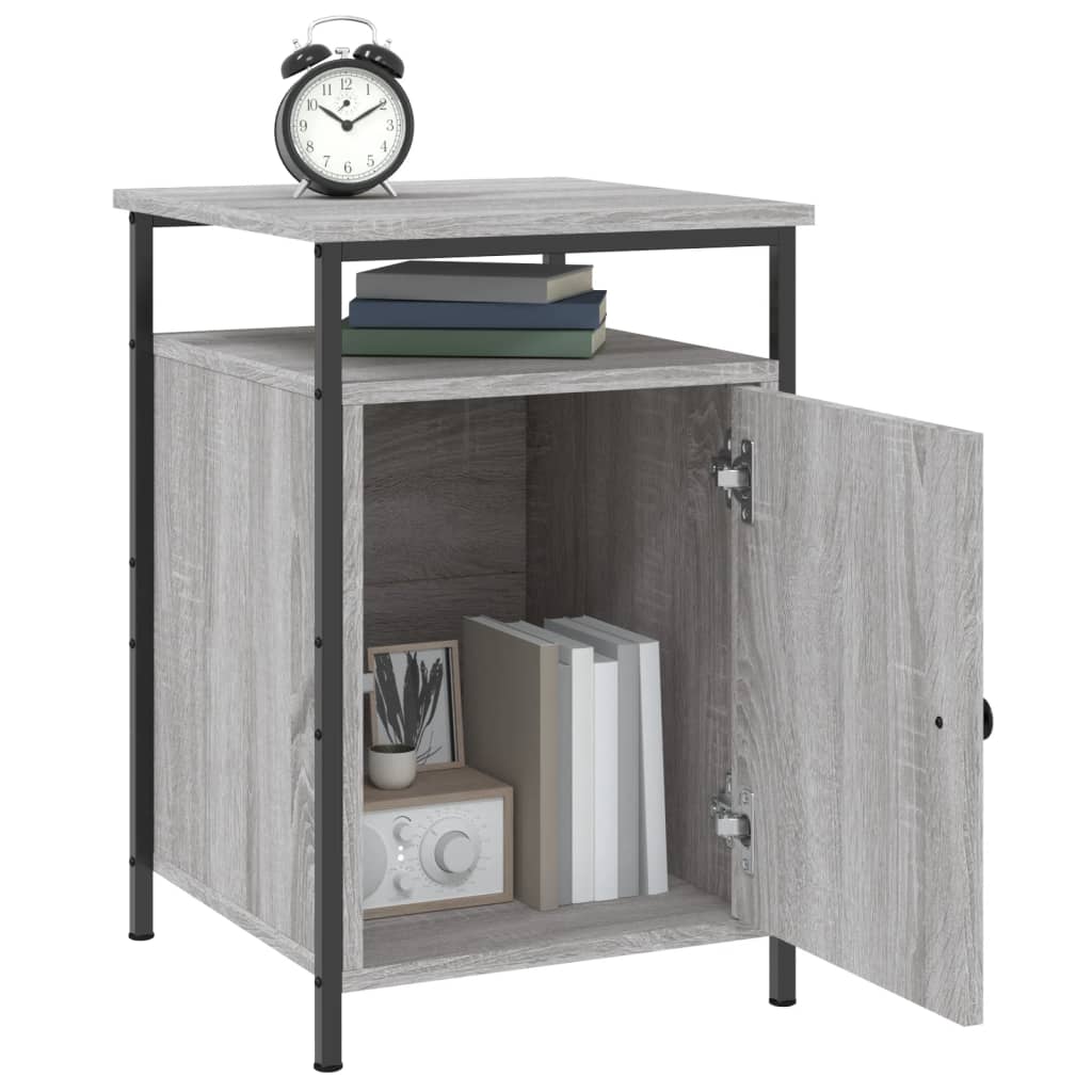 vidaXL Mesitas de noche 2 uds madera contrachapada gris 40x42x60 cm