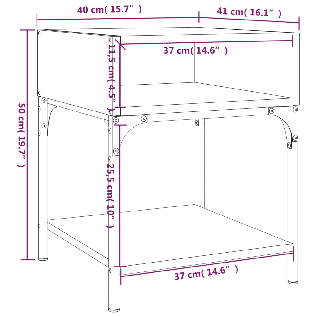 vidaXL Mesita de noche madera de ingeniería gris Sonoma 40x41x50 cm