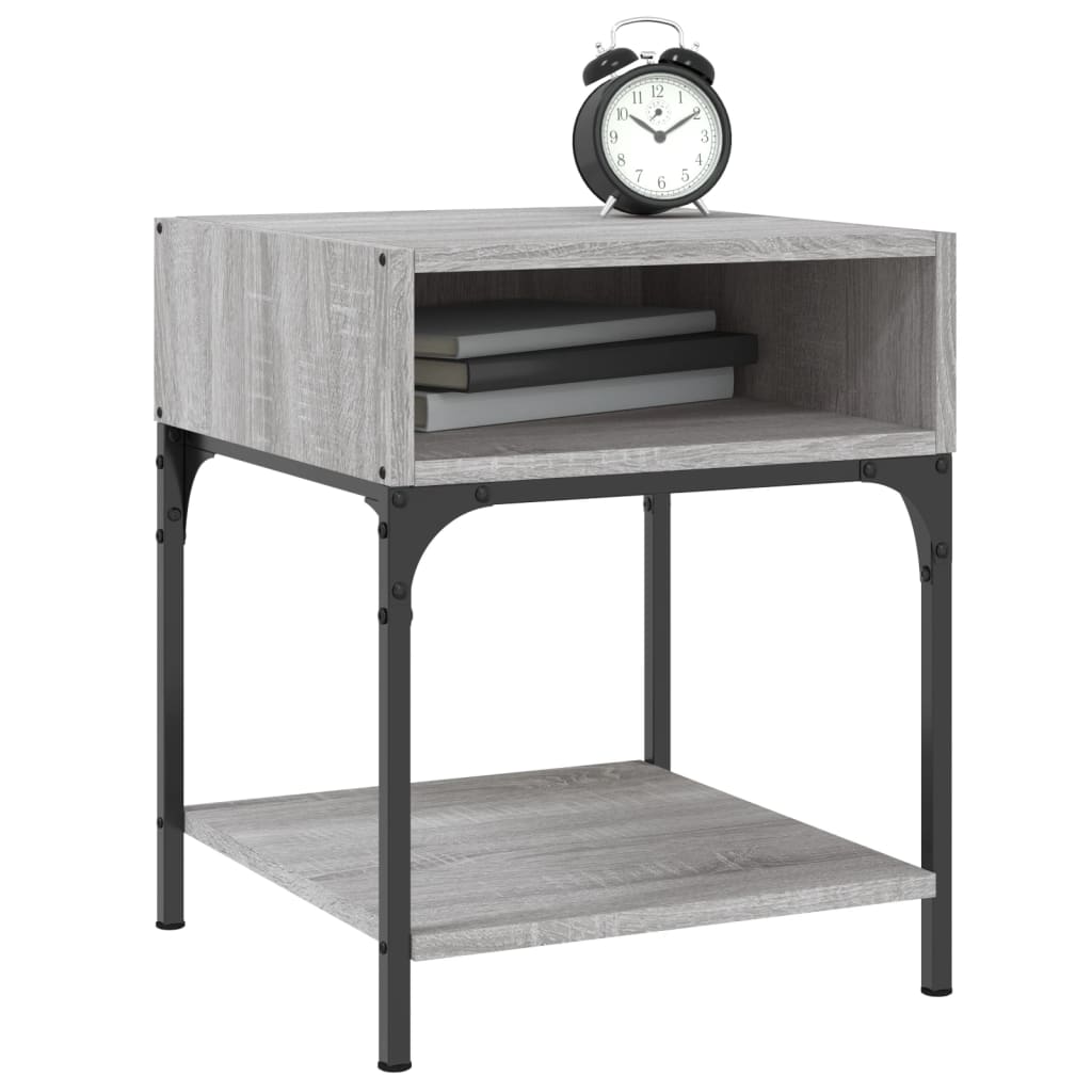 vidaXL Mesita de noche 2 uds madera ingeniería gris Sonoma 40x41x50 cm