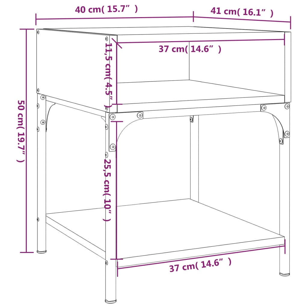 vidaXL Mesita de noche 2 uds madera ingeniería gris Sonoma 40x41x50 cm