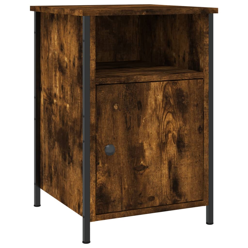 vidaXL Mesitas noche 2 uds madera contrachapada roble humo 40x42x60 cm