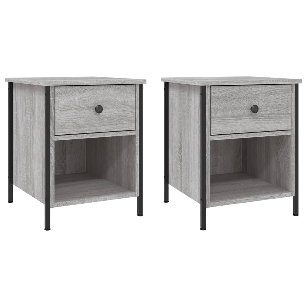 vidaXL Mesita de noche 2 uds madera ingeniería gris Sonoma 40x42x50 cm