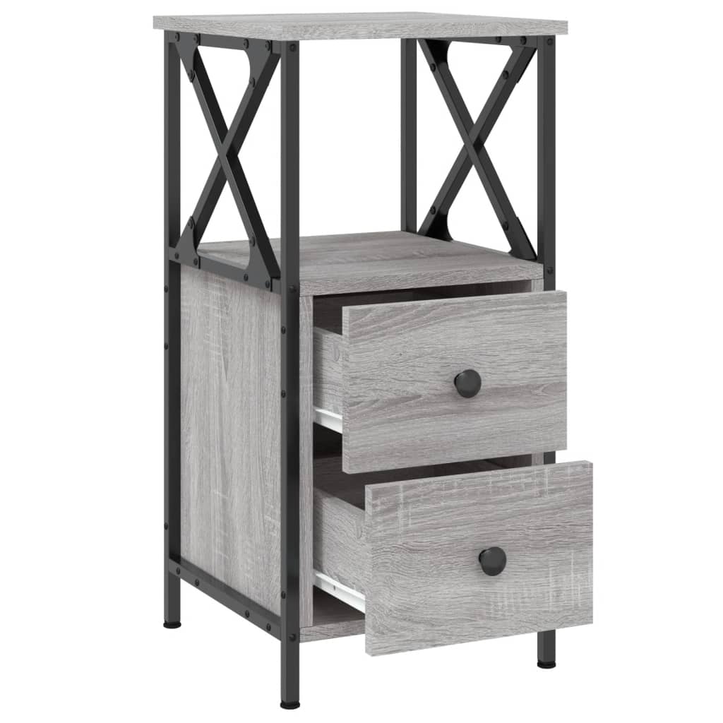 vidaXL Mesita de noche madera de ingeniería gris Sonoma 34x35,5x70 cm