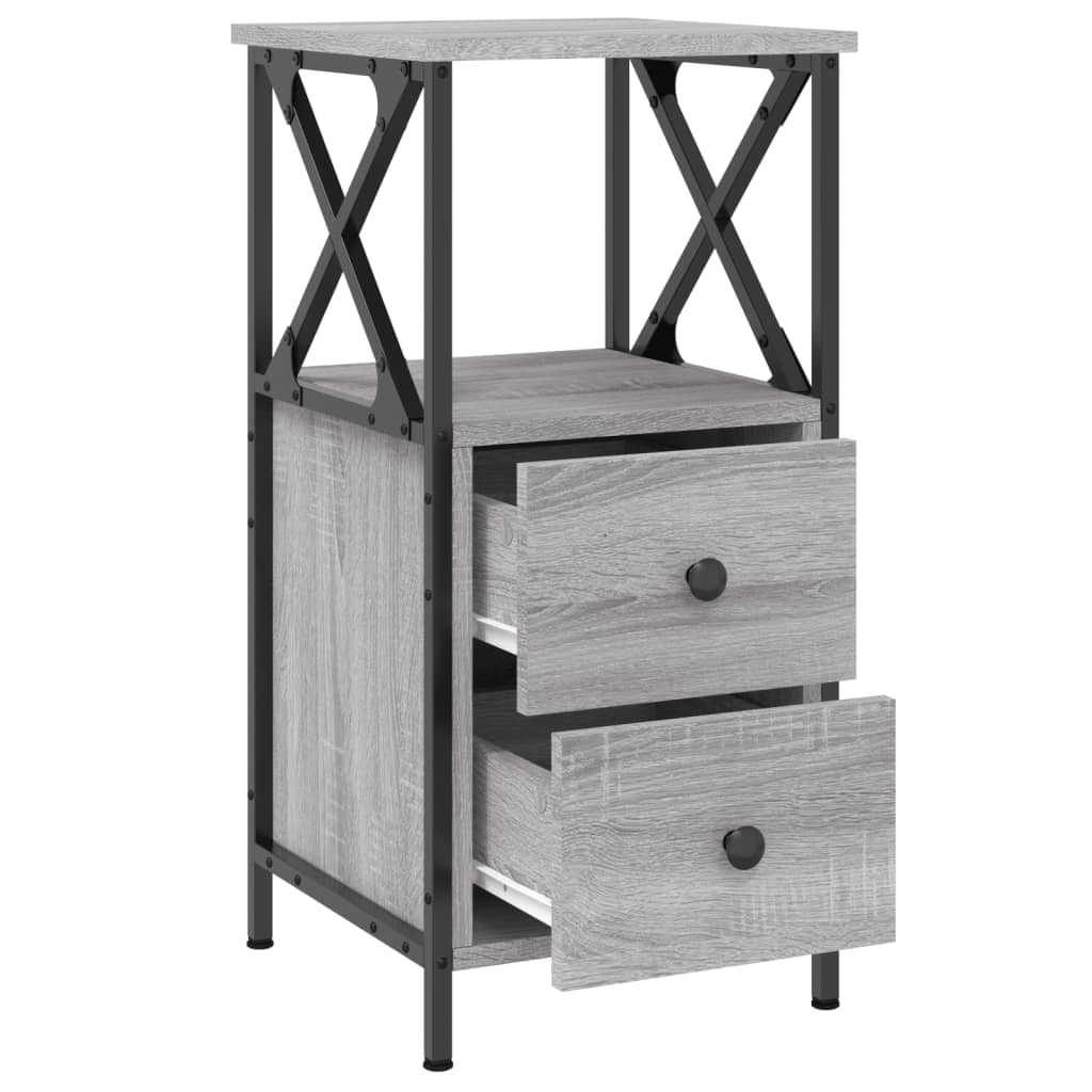 vidaXL Mesitas noche 2 uds madera ingeniería gris Sonoma 34x35,5x70 cm