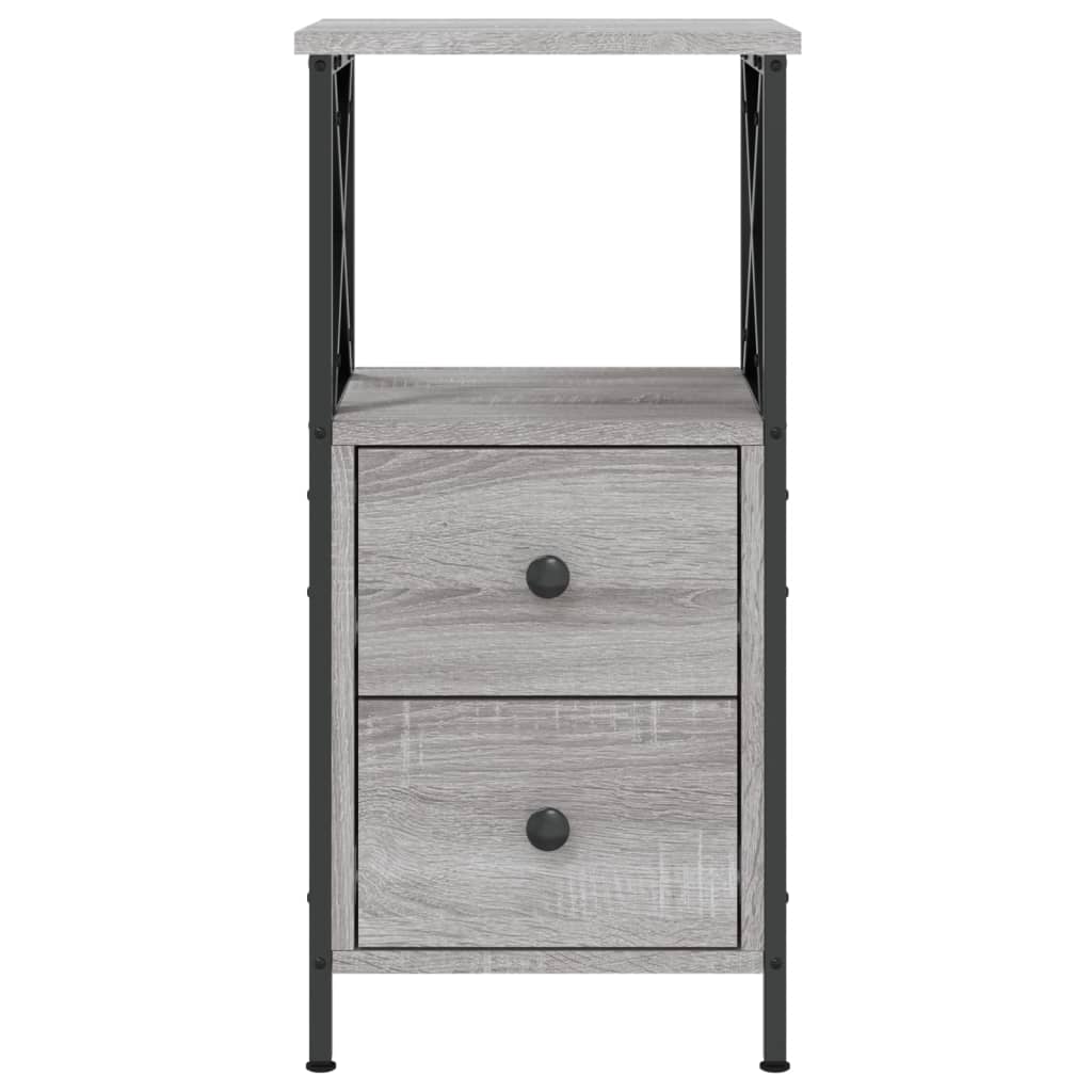 vidaXL Mesitas noche 2 uds madera ingeniería gris Sonoma 34x35,5x70 cm