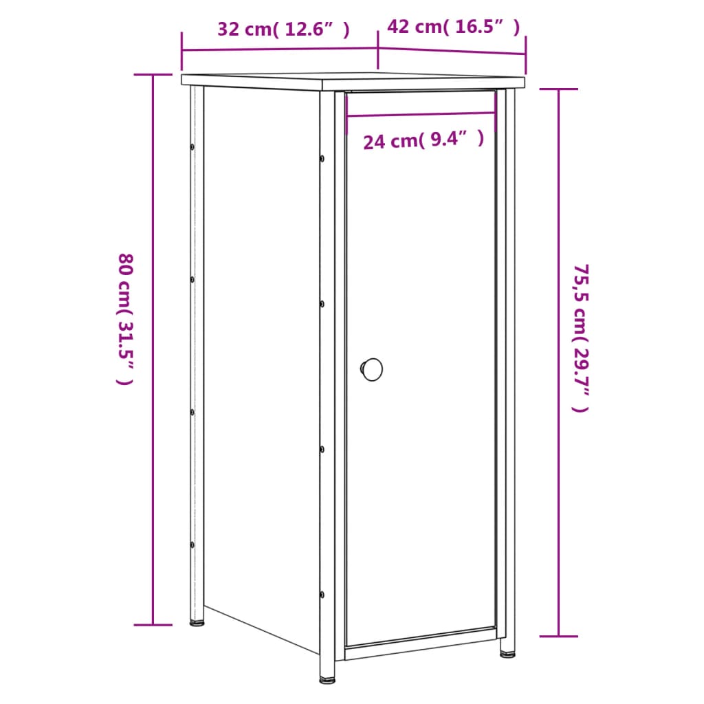 vidaXL Mesita de noche madera de ingeniería roble Sonoma 32x42x80 cm