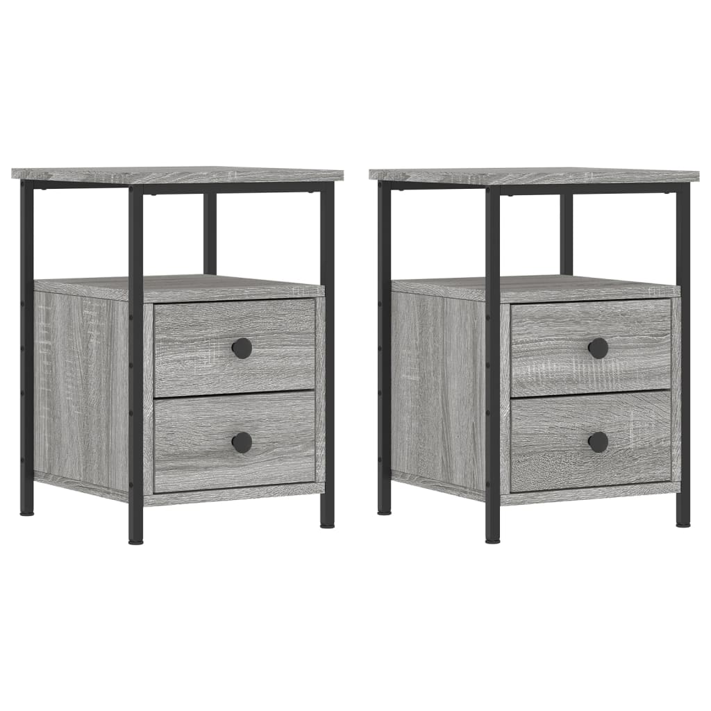 vidaXL Mesitas noche 2 uds madera ingeniería gris Sonoma 34x35,5x50 cm