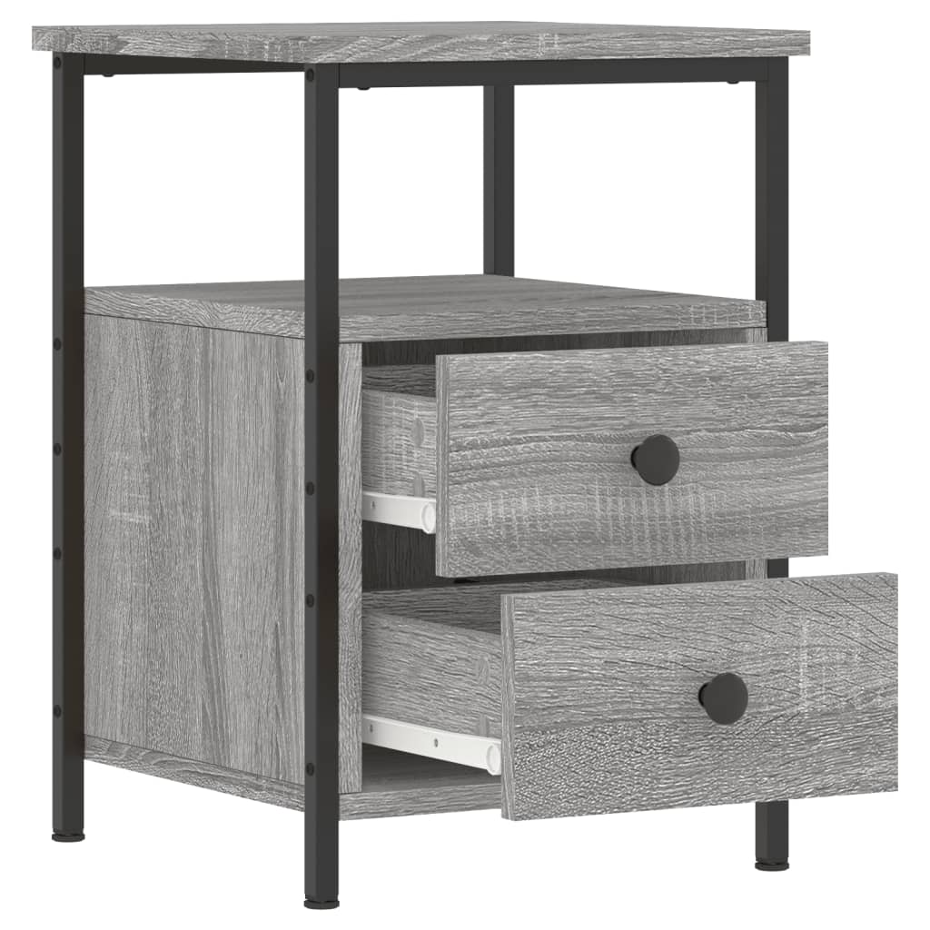 vidaXL Mesitas noche 2 uds madera ingeniería gris Sonoma 34x35,5x50 cm