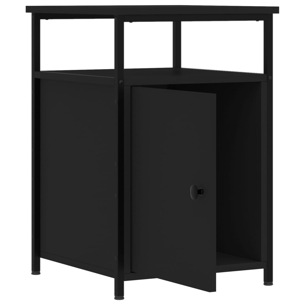 vidaXL Mesita de noche madera contrachapada negro 40x42x60 cm