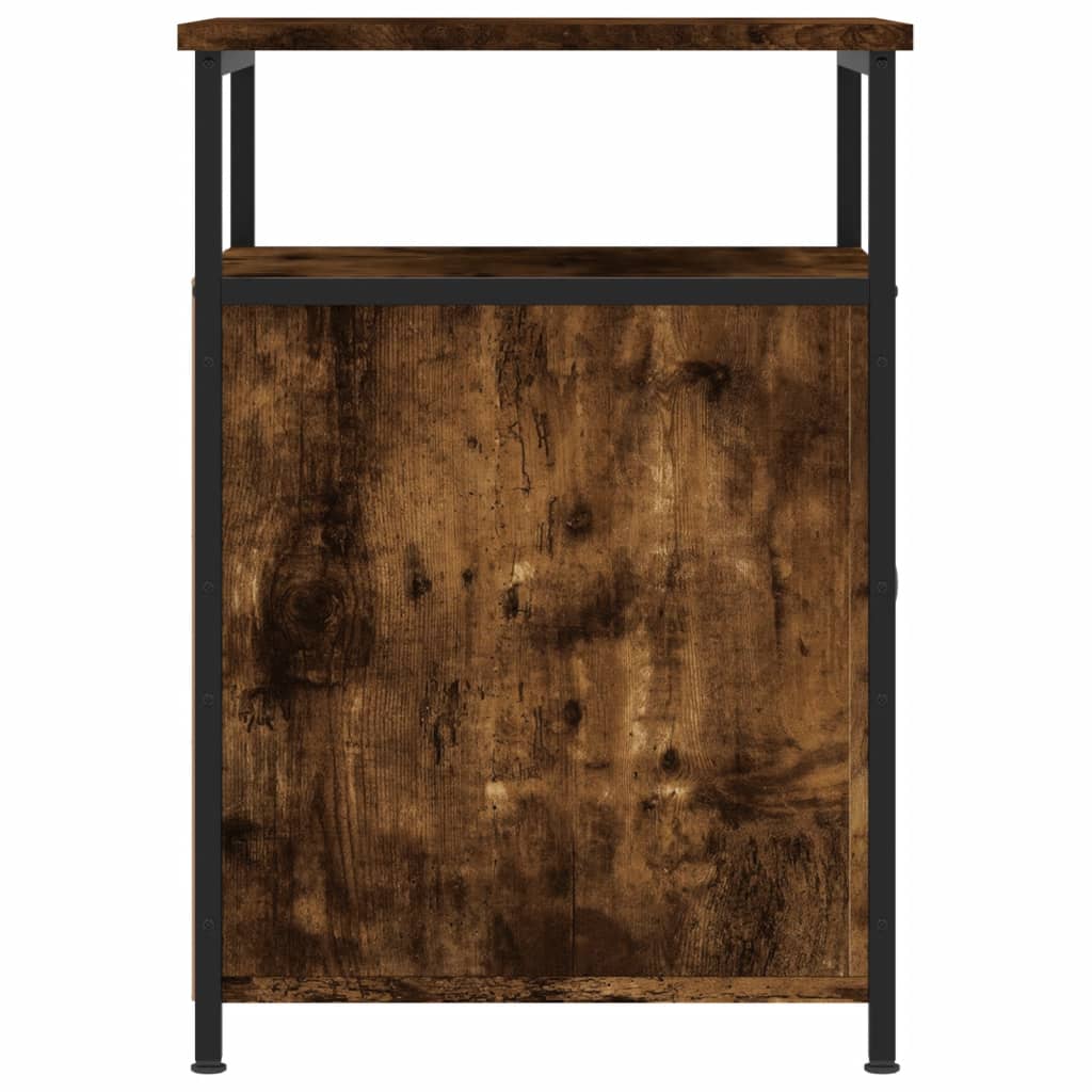 vidaXL Mesitas noche 2 uds madera contrachapada roble humo 40x42x60 cm