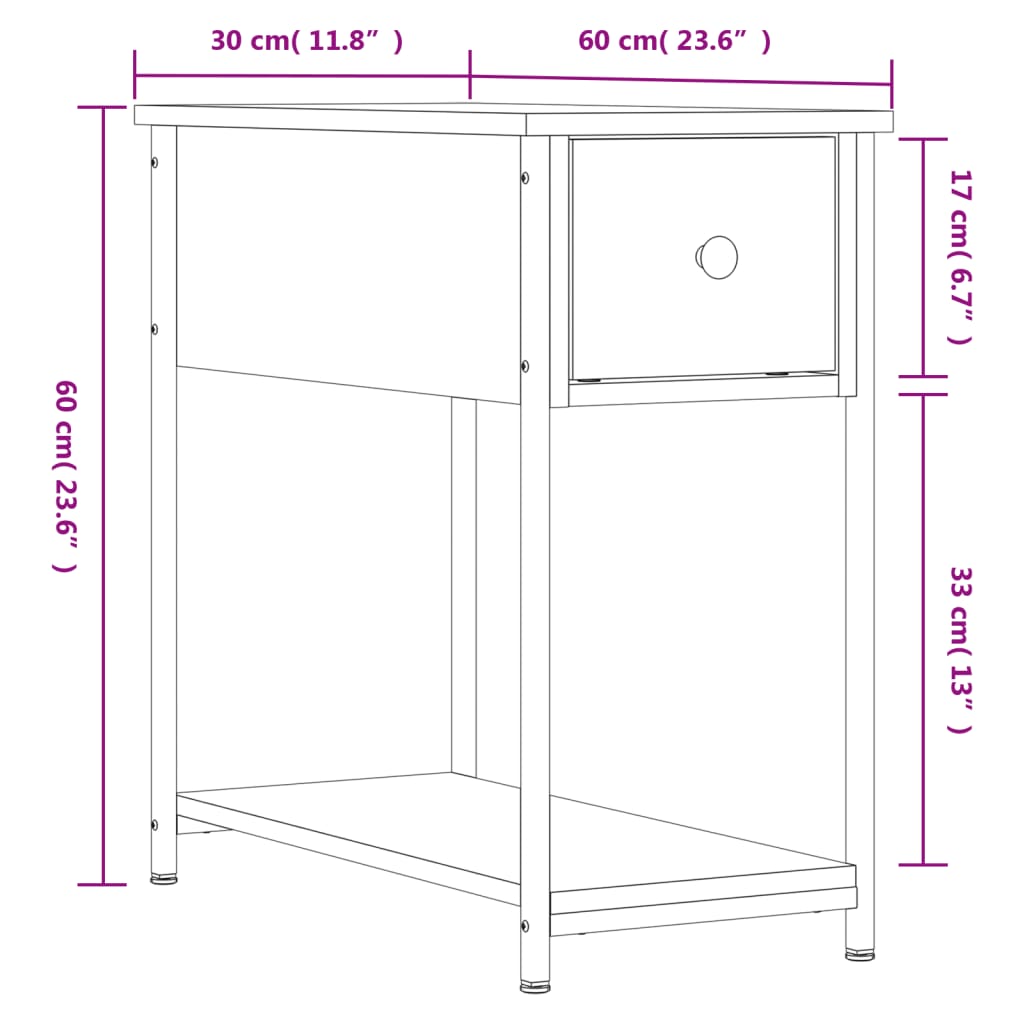 vidaXL Mesita de noche madera de ingeniería roble ahumado 30x60x60 cm