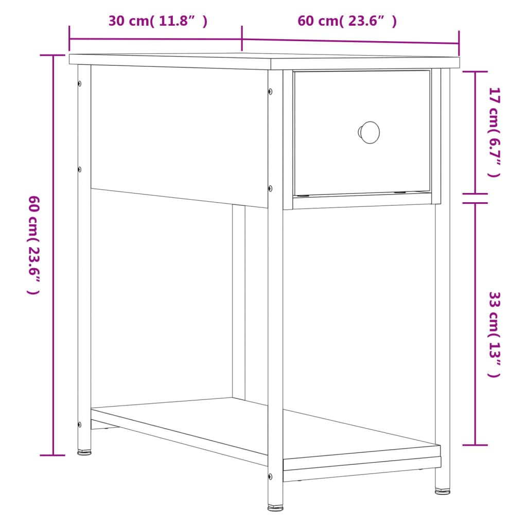 vidaXL Mesita de noche madera de ingeniería marrón roble 30x60x60 cm