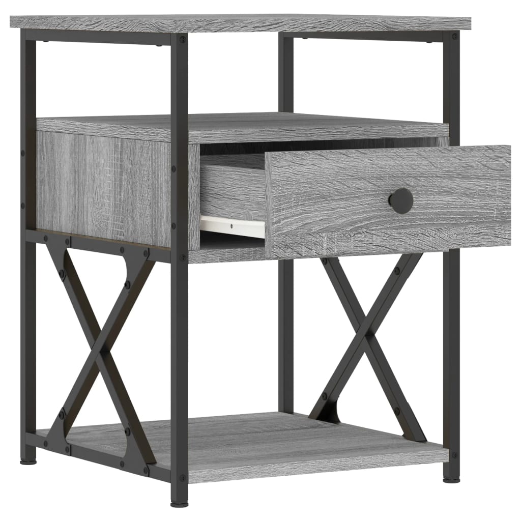 vidaXL Mesitas noche 2 uds madera ingeniería gris Sonoma 40x42x55 cm